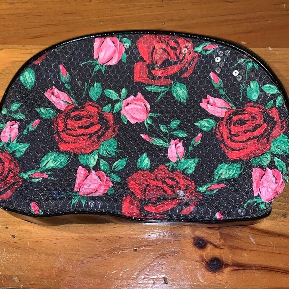 Betsy Johnson Rose Sequined Make Up Bag - Picture 3 of 3
